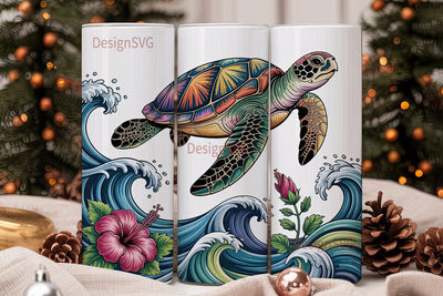 Colorful Sea Turtle 20oz Tumbler Wrap Sublimation DesignSVG 