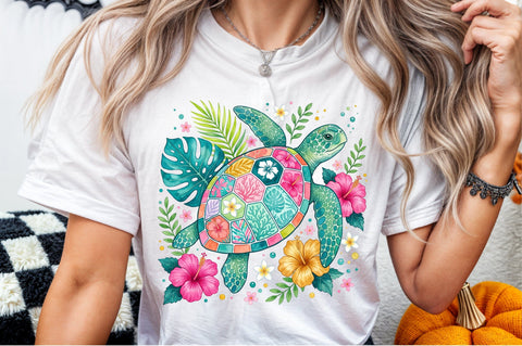 Colorful Sea Turtle Tropical PNG Sublimation designartist 