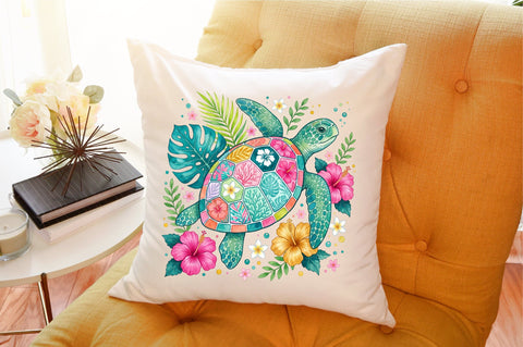 Colorful Sea Turtle Tropical PNG Sublimation designartist 