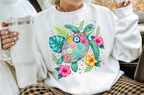 Colorful Sea Turtle Tropical PNG Sublimation designartist 
