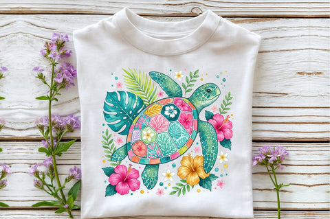 Colorful Sea Turtle Tropical PNG Sublimation designartist 