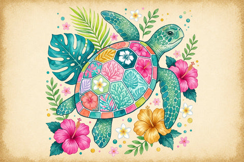 Colorful Sea Turtle Tropical PNG Sublimation designartist 
