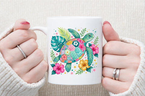 Colorful Sea Turtle Tropical PNG Sublimation designartist 
