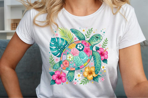 Colorful Sea Turtle Tropical PNG Sublimation designartist 