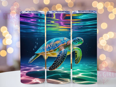 Colorful Sea Turtle Tumbler, Sea Turtles, Nature Theme, Ocean Style, Tropical Design, 20Oz Tumbler, Sublimation Wrap Sublimation SvggirlplusArt 