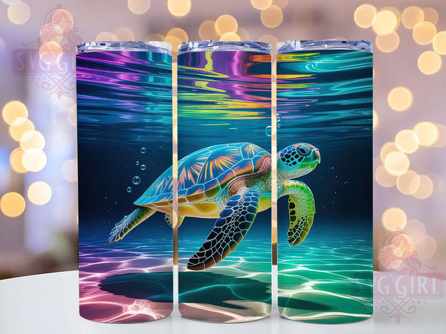 Colorful Sea Turtle Tumbler, Sea Turtles, Nature Theme, Ocean Style, Tropical Design, 20Oz Tumbler, Sublimation Wrap Sublimation SvggirlplusArt 