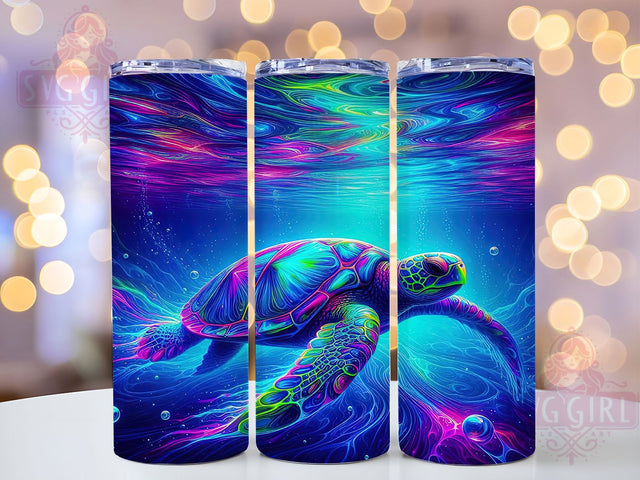 Colorful Sea Turtle Tumbler, Sea Turtles, Nature Theme, Ocean Style, Tropical Design, 20Oz Tumbler, Sublimation Wrap Sublimation SvggirlplusArt 