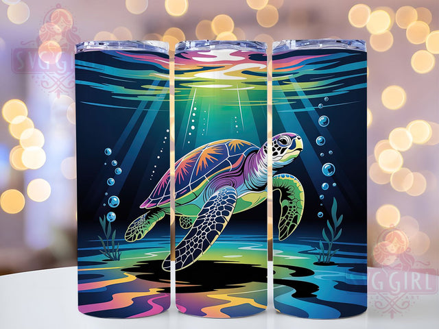 Colorful Sea Turtle Tumbler, Sea Turtles, Nature Theme, Ocean Style, Tropical Design, 20Oz Tumbler, Sublimation Wrap Sublimation SvggirlplusArt 