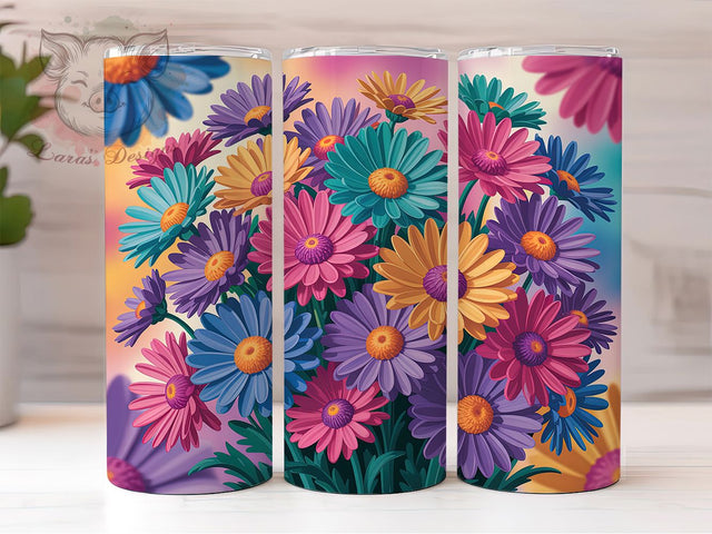 Colorful Seamless Floral Tumbler, Floral Wrap, Colorful Design, Sublimation Art, 20oz Tumbler, Nature Theme, Elegant Style Sublimation Lara' s Designs 