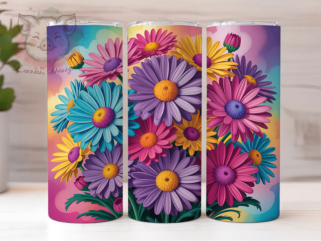 Colorful Seamless Floral Tumbler, Floral Wrap, Colorful Design, Sublimation Art, 20oz Tumbler, Nature Theme, Elegant Style Sublimation Lara' s Designs 