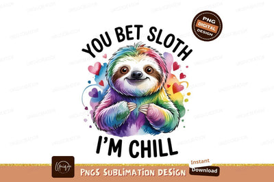 Colorful Sloth Watercolor Design Sublimation Png Sublimation Designangry 