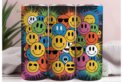 Colorful Smiley Splatter 20oz Tumbler Sublimation PixelChick 