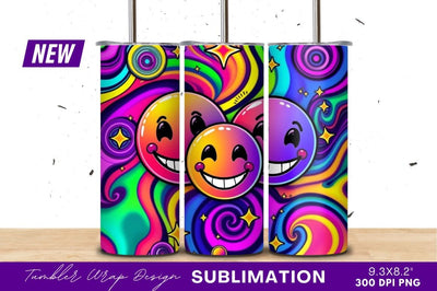 Colorful Smiling Emoji Family Tumbler Png Art Sublimation Regulrcrative 