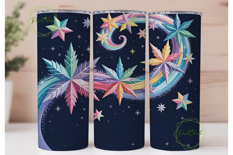 Colorful Snowflakes 20oz Tumbler Wrap Sublimation PixelChick 