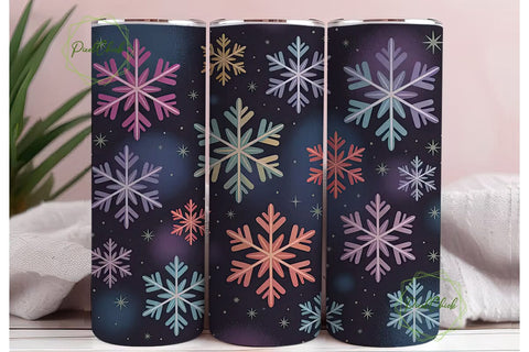 Colorful Snowflakes 20oz Tumbler Wrap Sublimation PixelChick 
