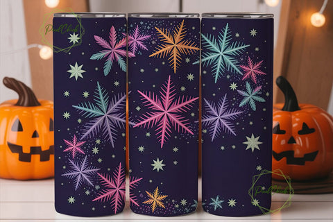 Colorful Snowflakes 20oz Tumbler Wrap Sublimation PixelChick 