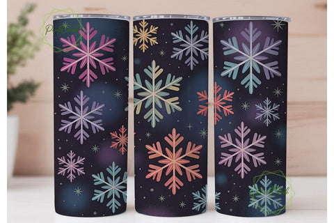Colorful Snowflakes 20oz Tumbler Wrap Sublimation PixelChick 
