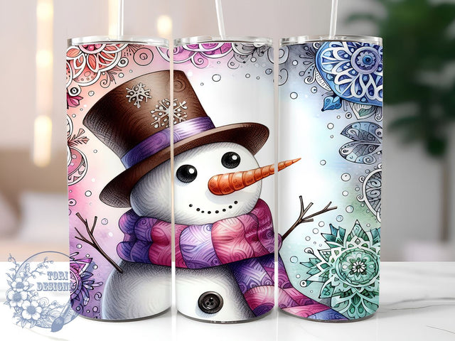 Colorful Snowman, Snowflake Tumbler, Christmas Wrap, 20oz Sublimation, Digital Download, Winter Decor, Holiday Gift Sublimation ToriDesigns 