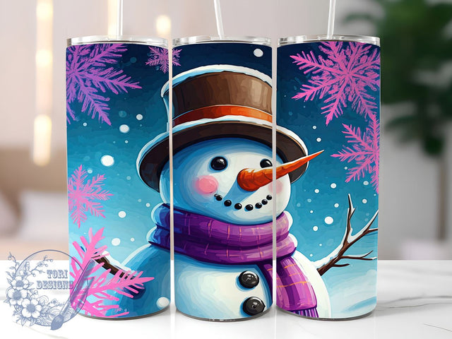 Colorful Snowman, Snowflake Tumbler, Christmas Wrap, 20oz Sublimation, Digital Download, Winter Decor, Holiday Gift Sublimation ToriDesigns 
