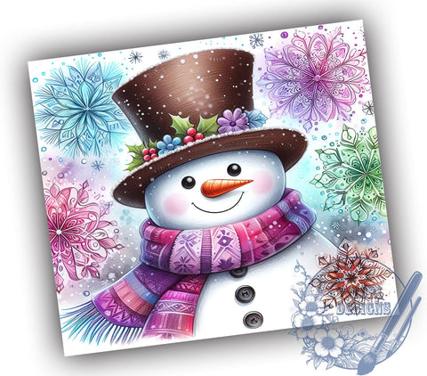 Colorful Snowman, Snowflake Tumbler, Christmas Wrap, 20oz Sublimation, Digital Download, Winter Decor, Holiday Gift Sublimation ToriDesigns 