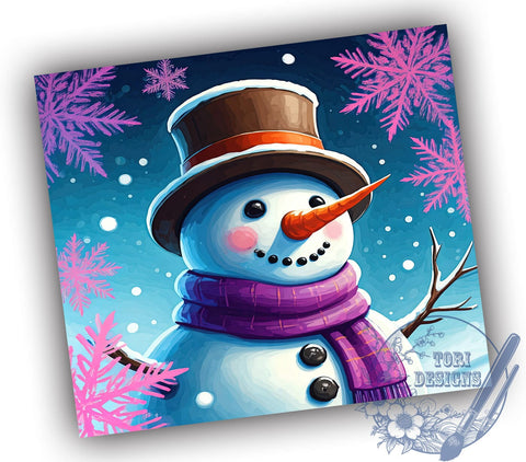 Colorful Snowman, Snowflake Tumbler, Christmas Wrap, 20oz Sublimation, Digital Download, Winter Decor, Holiday Gift Sublimation ToriDesigns 
