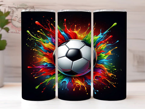 Colorful Soccer Ball Tumbler Wrap, Soccer Ball Tumbler, 20oz Tumbler Wrap, Sports Sublimation Design, Color Splash Tumbler, Soccer Lover Gift, Athletic Drinkware Art Sublimation Lara' s Designs 