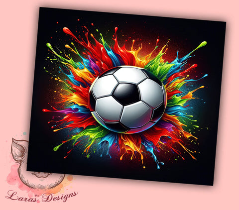 Colorful Soccer Ball Tumbler Wrap, Soccer Ball Tumbler, 20oz Tumbler Wrap, Sports Sublimation Design, Color Splash Tumbler, Soccer Lover Gift, Athletic Drinkware Art Sublimation Lara' s Designs 