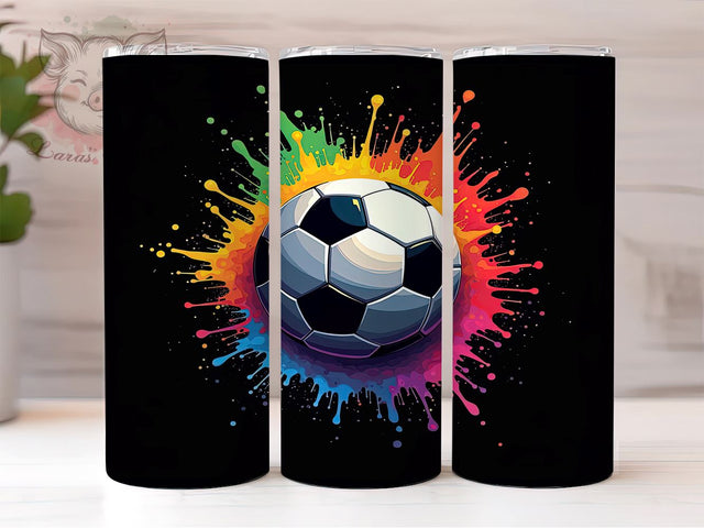 Colorful Soccer Ball Tumbler Wrap, Soccer Ball Tumbler, 20oz Tumbler Wrap, Sports Sublimation Design, Color Splash Tumbler, Soccer Lover Gift, Athletic Drinkware Art Sublimation Lara' s Designs 