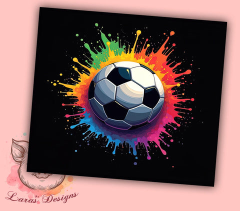 Colorful Soccer Ball Tumbler Wrap, Soccer Ball Tumbler, 20oz Tumbler Wrap, Sports Sublimation Design, Color Splash Tumbler, Soccer Lover Gift, Athletic Drinkware Art Sublimation Lara' s Designs 