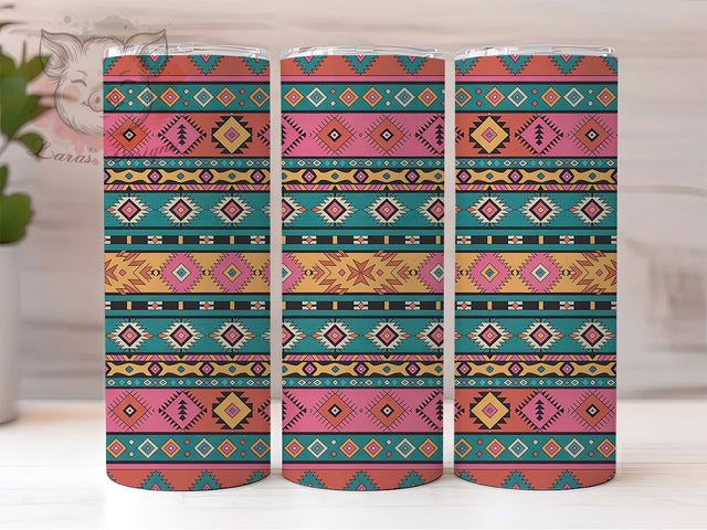 Colorful Southwest Serape Tumbler, Colorful Southwest, Tribal Wrap, Sublimation Art, 20oz Tumbler, Boho Style, Rustic Theme Sublimation Lara' s Designs 