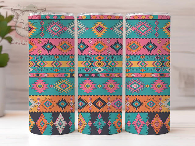 Colorful Southwest Serape Tumbler, Colorful Southwest, Tribal Wrap, Sublimation Art, 20oz Tumbler, Boho Style, Rustic Theme Sublimation Lara' s Designs 