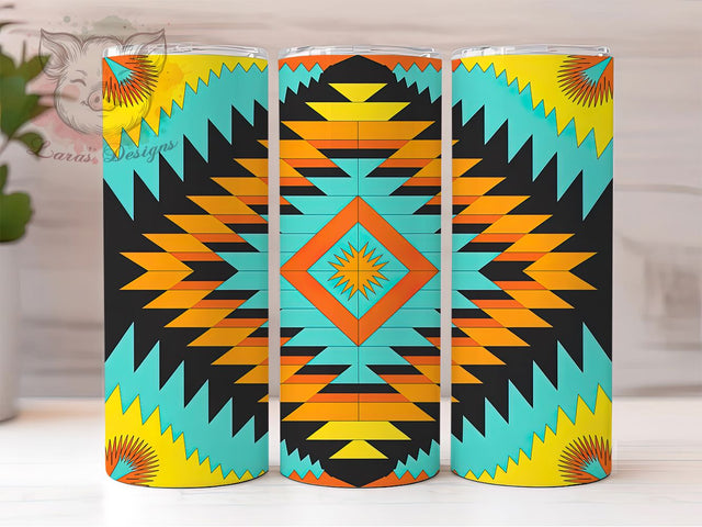 Colorful Southwest Tribal Tumbler, Tribal Pattern, Colorful Design, Sublimation Art, 20oz Tumbler, Boho Style, Rustic Theme Sublimation Lara' s Designs 