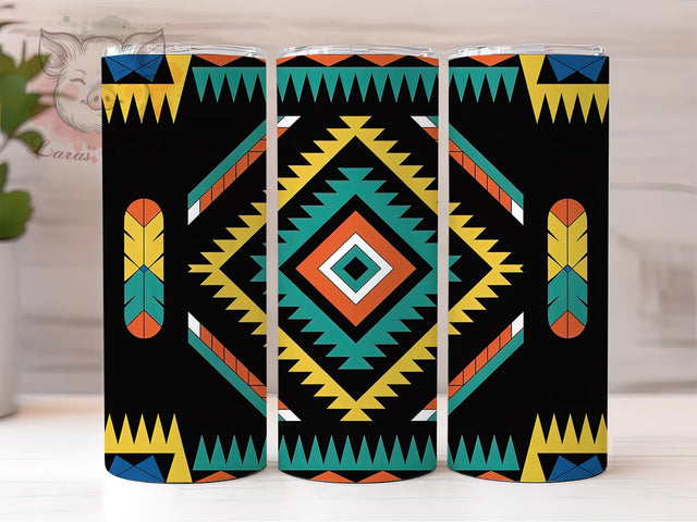 Colorful Southwest Tribal Tumbler, Tribal Pattern, Colorful Design, Sublimation Art, 20oz Tumbler, Boho Style, Rustic Theme Sublimation Lara' s Designs 