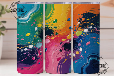 Colorful Splatter Cow Print 20oz Tumbler Sublimation sassyprint 
