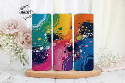 Colorful Splatter Cow Print 20oz Tumbler Sublimation sassyprint 