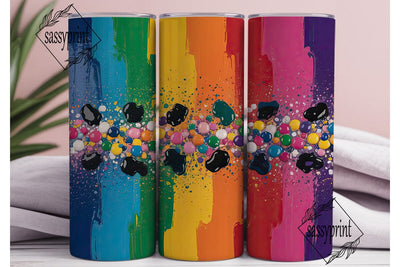 Colorful Splatter Cow Print 20oz Tumbler Sublimation sassyprint 