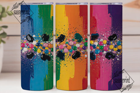 Colorful Splatter Cow Print 20oz Tumbler Sublimation sassyprint 