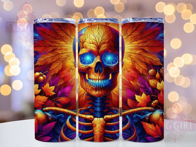 Colorful Spooky Halloween Skeleton Tumbler, Spooky Season Wrap, Halloween Skeleton Design, 20Oz Skinny Tumbler, Skeleton Sublimation Wrap, Bright Gothic Drinkware, Fun Halloween Tumbler Sublimation SvggirlplusArt 