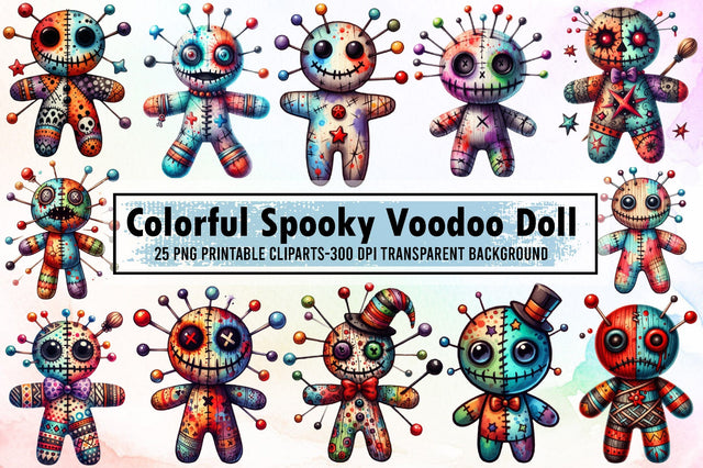 Colorful Spooky Halloween Voodoo Doll Sublimation designartist 