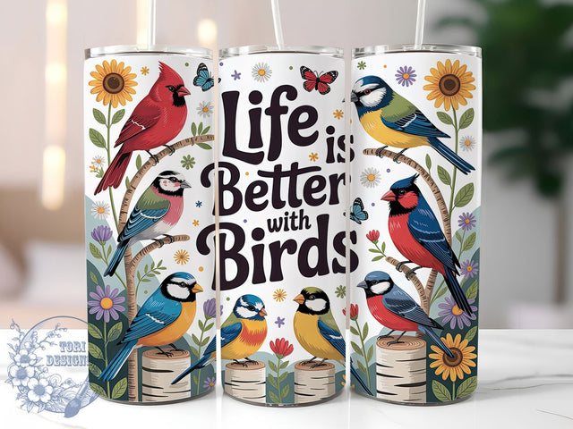Colorful Spring Bird Lover Tumbler, Spring Birds Tumbler, Cute Bird Wrap, Nature Bird Wrap, Colorful Birds Wrap, Sublimation Design, Trendy Gift Idea Sublimation ToriDesigns 