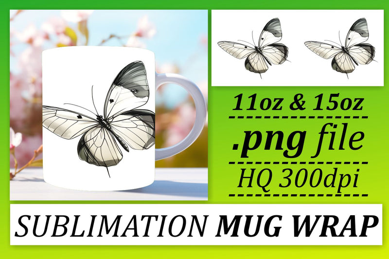 Colorful Spring Butterfly Mug Wrap: Playful Delight Sublimation afrosvg 
