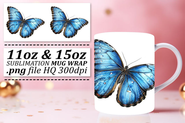 Colorful Spring Butterfly Mug Wrap: Whimsical Beauty Sublimation afrosvg 
