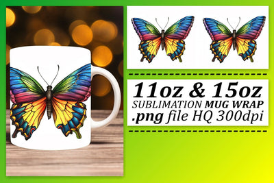 Colorful Spring Butterfly Mug Wrap: Whimsical Delight Sublimation afrosvg 