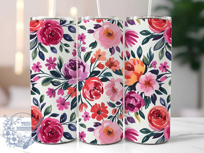 Colorful Spring Flower Tumbler, Colorful Floral Tumbler, Bright Spring Wrap, Stylish 20oz Wrap, Sublimation Design, Trendy Gift Idea, Inspirational Spring Tumbler Sublimation ToriDesigns 