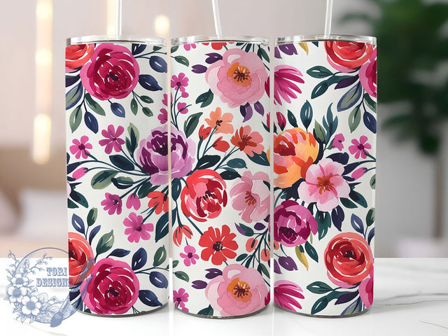Colorful Spring Flower Tumbler, Colorful Floral Tumbler, Bright Spring Wrap, Stylish 20oz Wrap, Sublimation Design, Trendy Gift Idea, Inspirational Spring Tumbler Sublimation ToriDesigns 