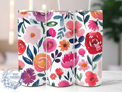 Colorful Spring Flower Tumbler, Colorful Floral Tumbler, Bright Spring Wrap, Stylish 20oz Wrap, Sublimation Design, Trendy Gift Idea, Inspirational Spring Tumbler Sublimation ToriDesigns 