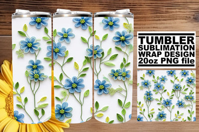 Colorful Spring Flowers 3D Tumbler Wrap Sublimation - 20oz Sublimation afrosvg 