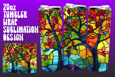 Colorful Spring Tree Tumbler Wrap 20oz PNG Sublimation afrosvg 