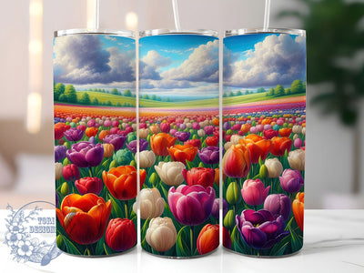 Colorful Spring Tulip Tumbler, Floral Art, Botanical Design, Spring Flowers, Vibrant Pattern, 20Oz Tumbler, Sublimation Wrap Sublimation ToriDesigns 