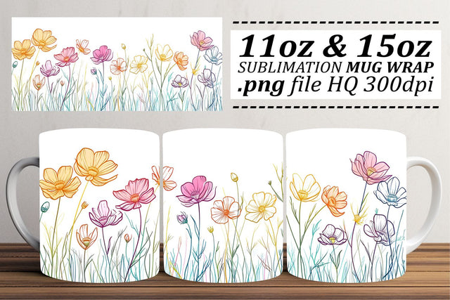 Colorful Springtime Serenity Mug Wrap Sublimation afrosvg 